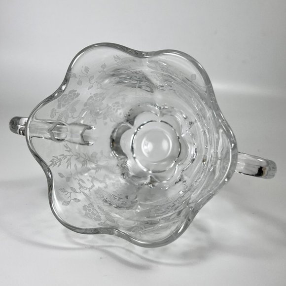 Vtg Duncan Miller Sugar Bowl Canterbury Line Etched Glass Floral Collectible - Picture 8 of 10